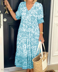 V-neck Floral Dress – Soléna