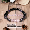 8mm Rosenquarz Obsidian Amethyst Perlenarmband - Aurora