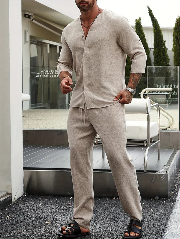 Comfortable Beige Linen Men's Outfit – Enzo