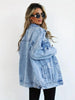 Wasserfeste & Gefütterte Oversized Damen Jeansjacke mit Kapuze – Talia