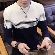 Herren Strickpullover mit Streifen und Colourblock-Design – Matteo