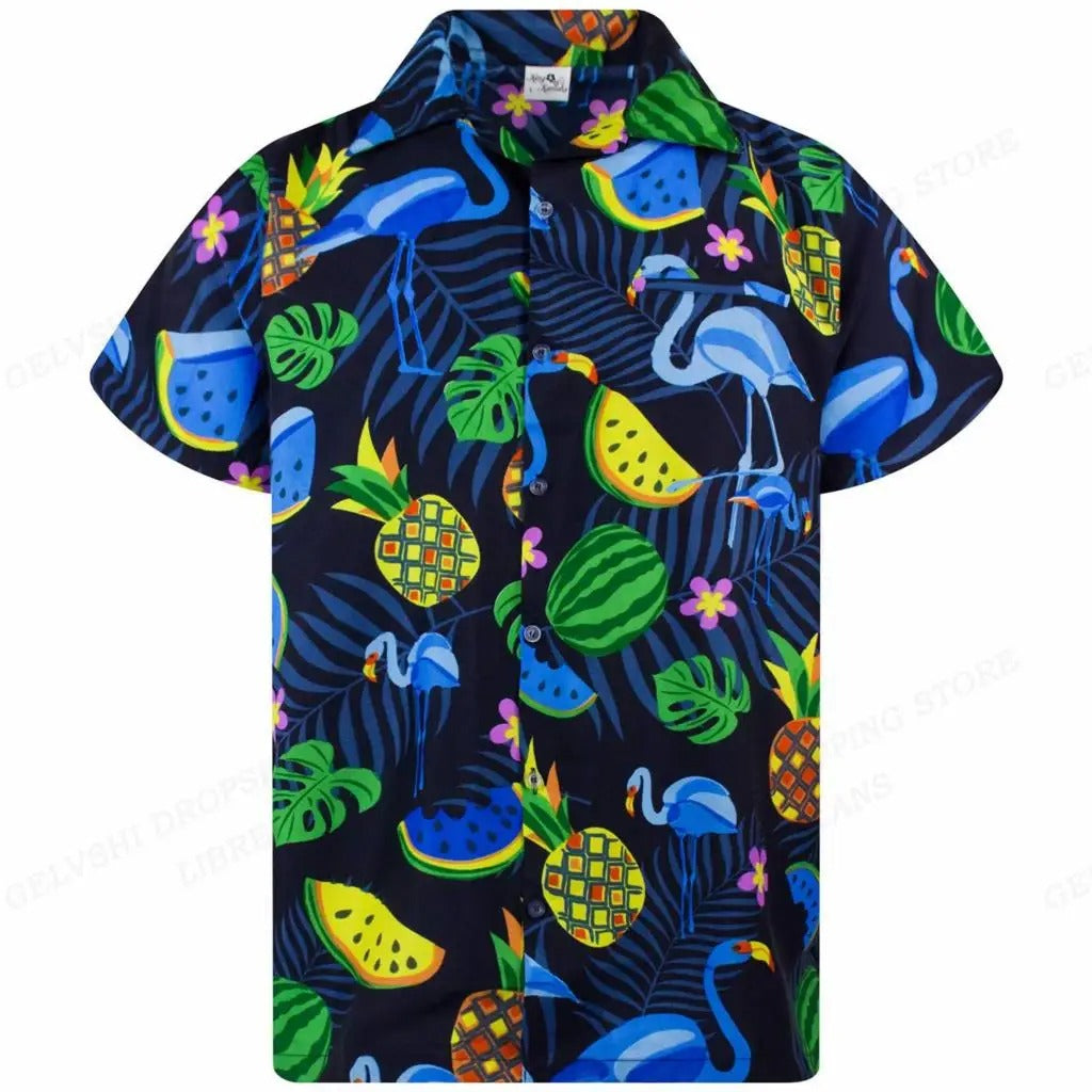 Tropisches 3D Flamingo Hemd – Kai
