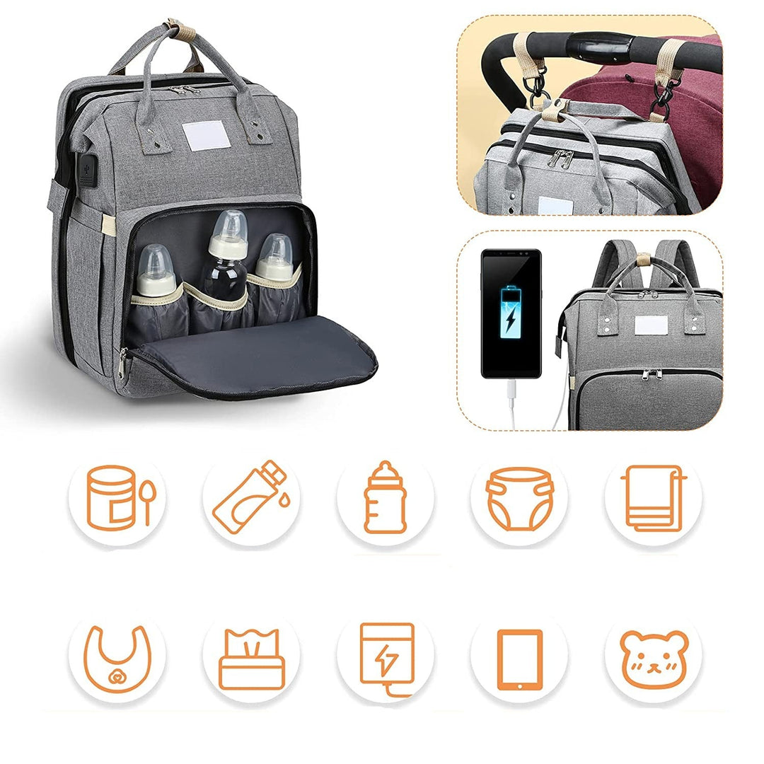 Tragbares Babybett und Wickeltasche – Multifunktionaler Reise-Rucksack