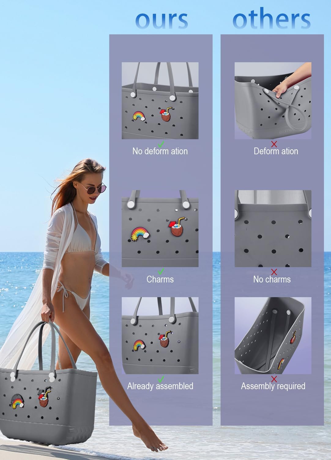 Wasserdichte EVA-Strandtasche – Große & Waschbare Tragetasche für den Herbstspaziergang draußen