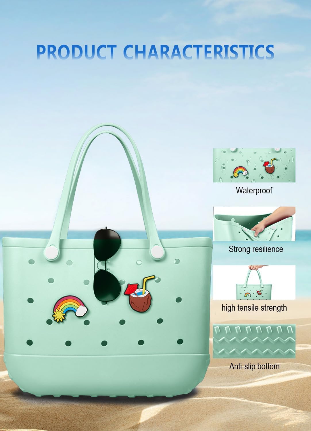 Wasserdichte EVA-Strandtasche – Große & Waschbare Tragetasche für den Herbstspaziergang draußen