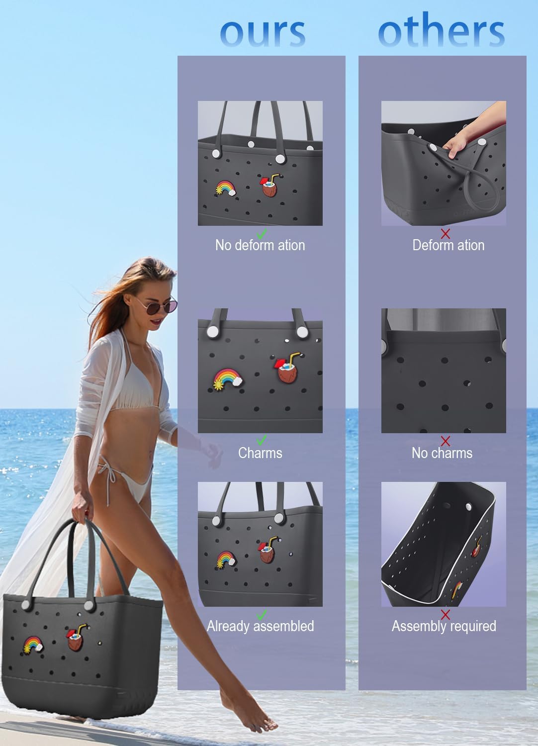 Wasserdichte EVA-Strandtasche – Große & Waschbare Tragetasche für den Herbstspaziergang draußen