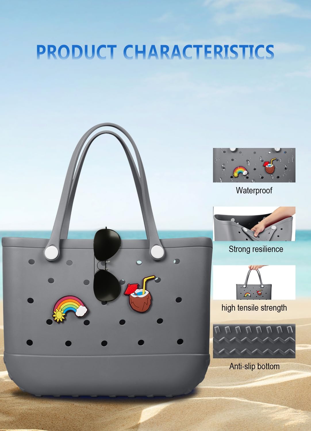 Wasserdichte EVA-Strandtasche – Große & Waschbare Tragetasche für den Herbstspaziergang draußen