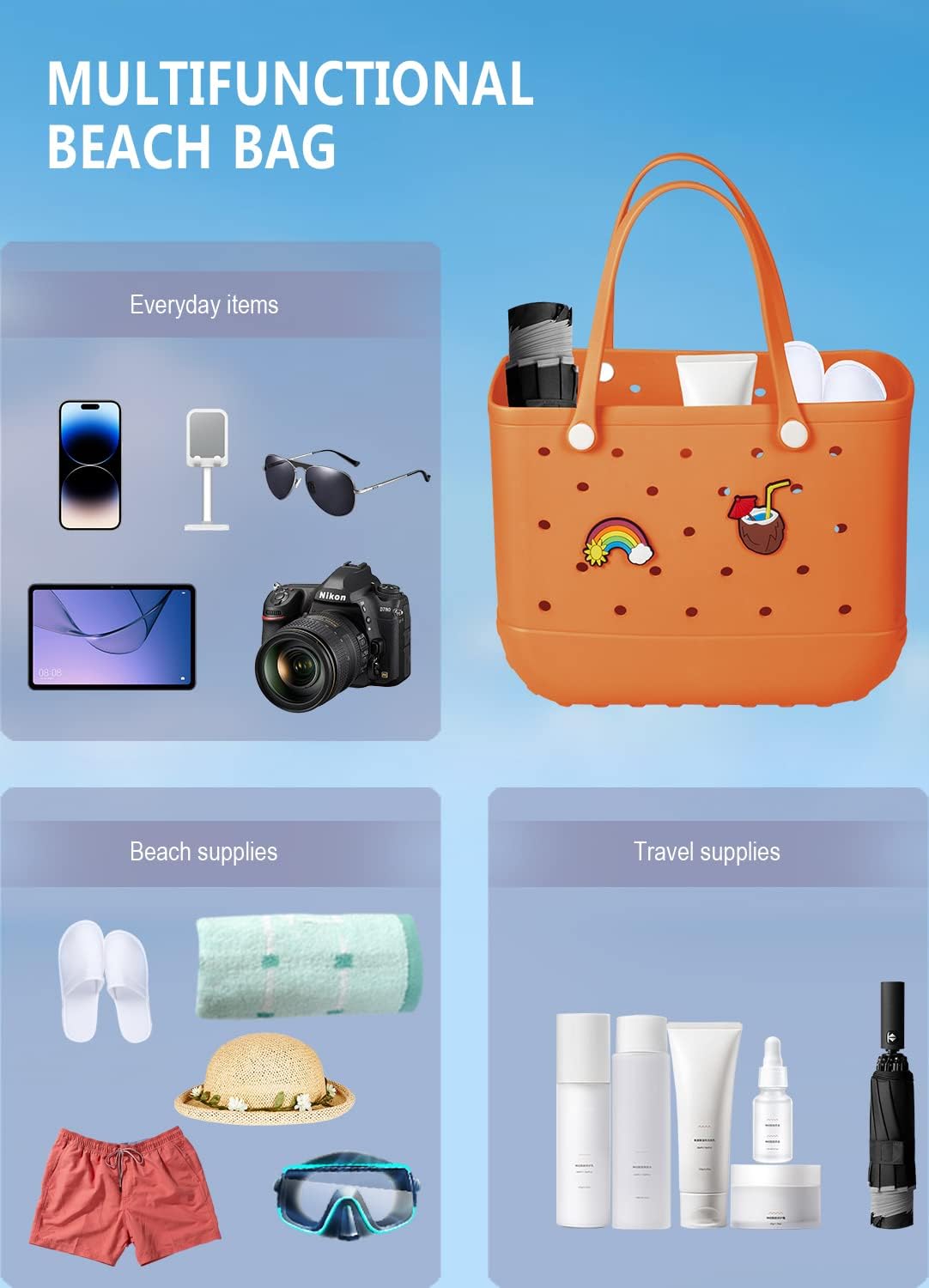 Wasserdichte EVA-Strandtasche – Große & Waschbare Tragetasche für den Herbstspaziergang draußen