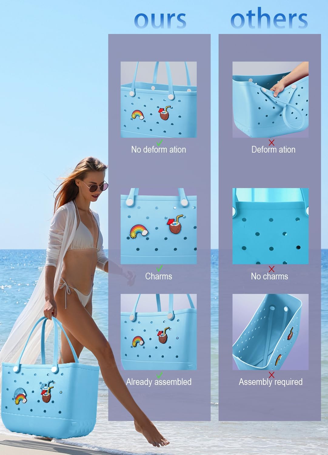 Wasserdichte EVA-Strandtasche – Große & Waschbare Tragetasche für den Herbstspaziergang draußen