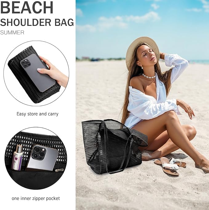 Faltbare Mesh-Strandtas mit Innentasche – Kaufe 1, erhalte 1 GRATIS