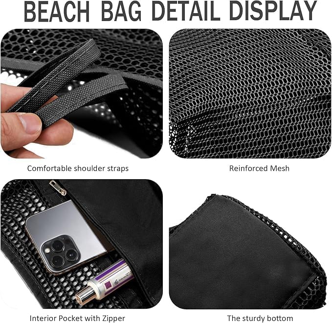 Faltbare Mesh-Strandtas mit Innentasche – Kaufe 1, erhalte 1 GRATIS