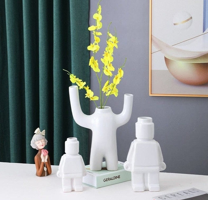 Roboter-Blumentöpfe aus Keramik - BrickBotanica