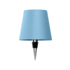 Blaue Flaschenlampe mit transparentem Schirm, modernes Design, dekorative Beleuchtung.