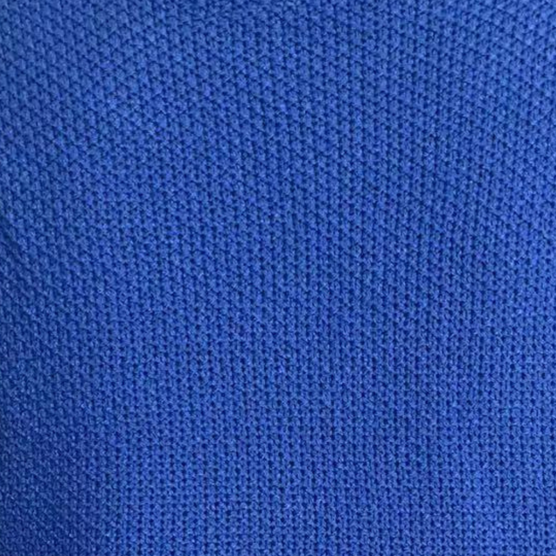 Blauer Strickstoff, Nahaufnahme, Textur, Textilmaterial, Mode, Bekleidung, Stoffmuster