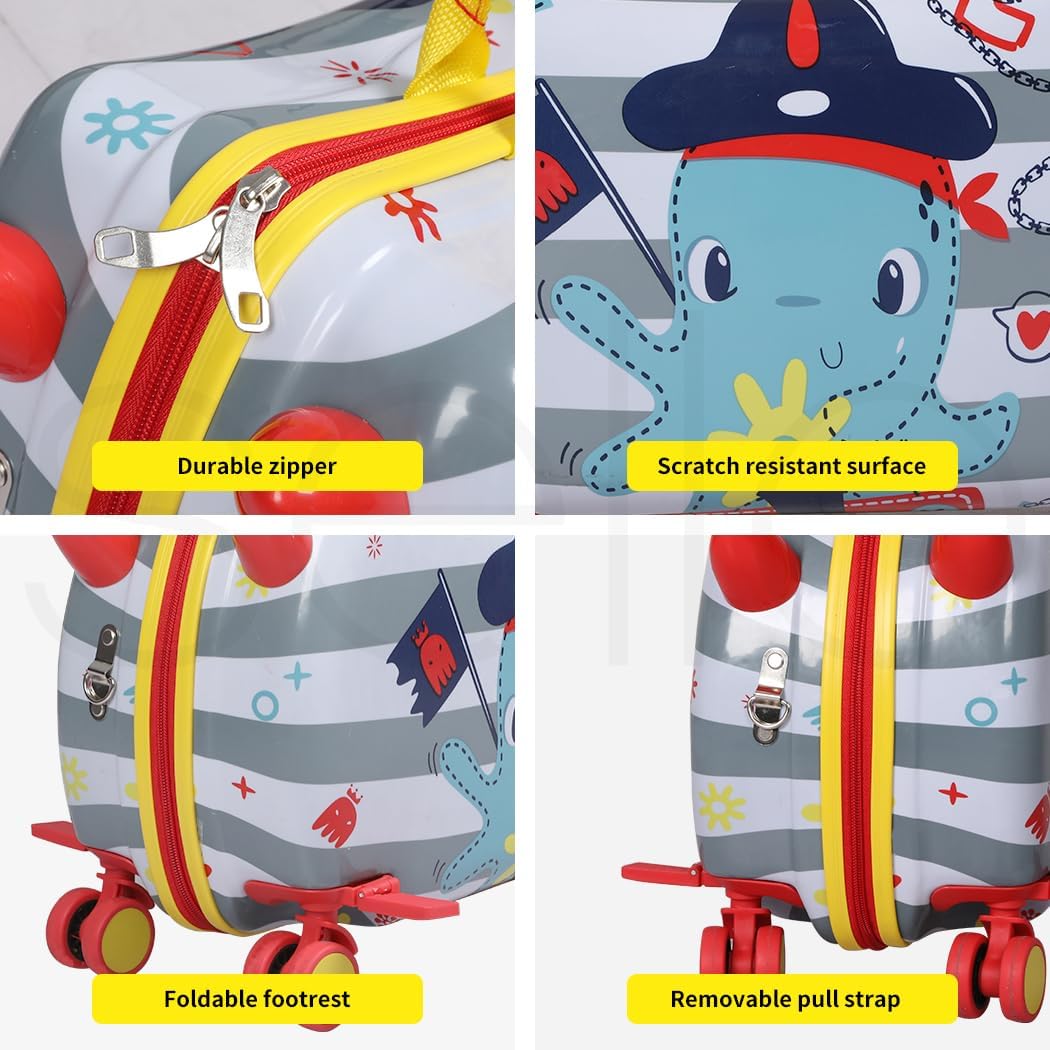 Kinderen 2-in-1 Ride-On Scooter Koffer met 360° Wielen