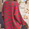 Damenpullover mit rosa Leopardenmuster, braun, Strick, modisch, lässig, Herbstmode.