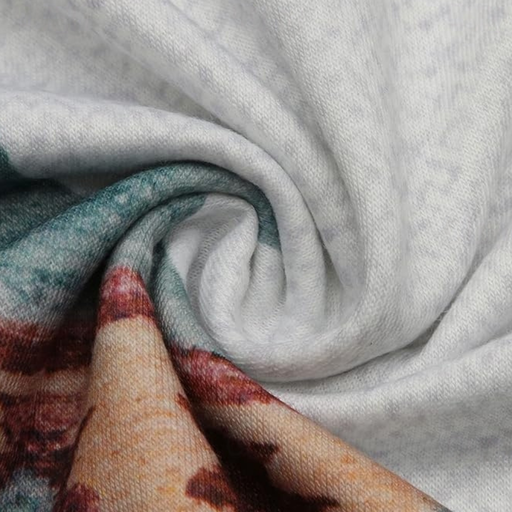 Weicher, bunter Baumwollstoff, Nahaufnahme, Textilstruktur, ideal für Mode und Dekoration.