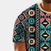Buntes T-Shirt mit geometrischem Muster, Kurzarm, Baumwolle, Herrenmode, Ethno-Stil.