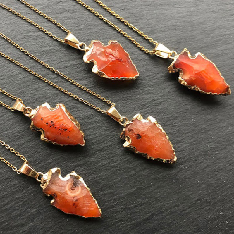 Natürliche Kristall-Carnelian-Pfeilspitzen-Halskette – Aeliana