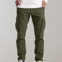 Grüne Cargohose für Herren, Armeegrün, mit Seitentaschen, lässiger Stil, Baumwollmaterial.