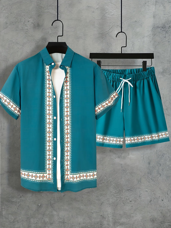 Boho Sommer Set Herren Zweiteilig Shirt und Shorts entspannt - Malik