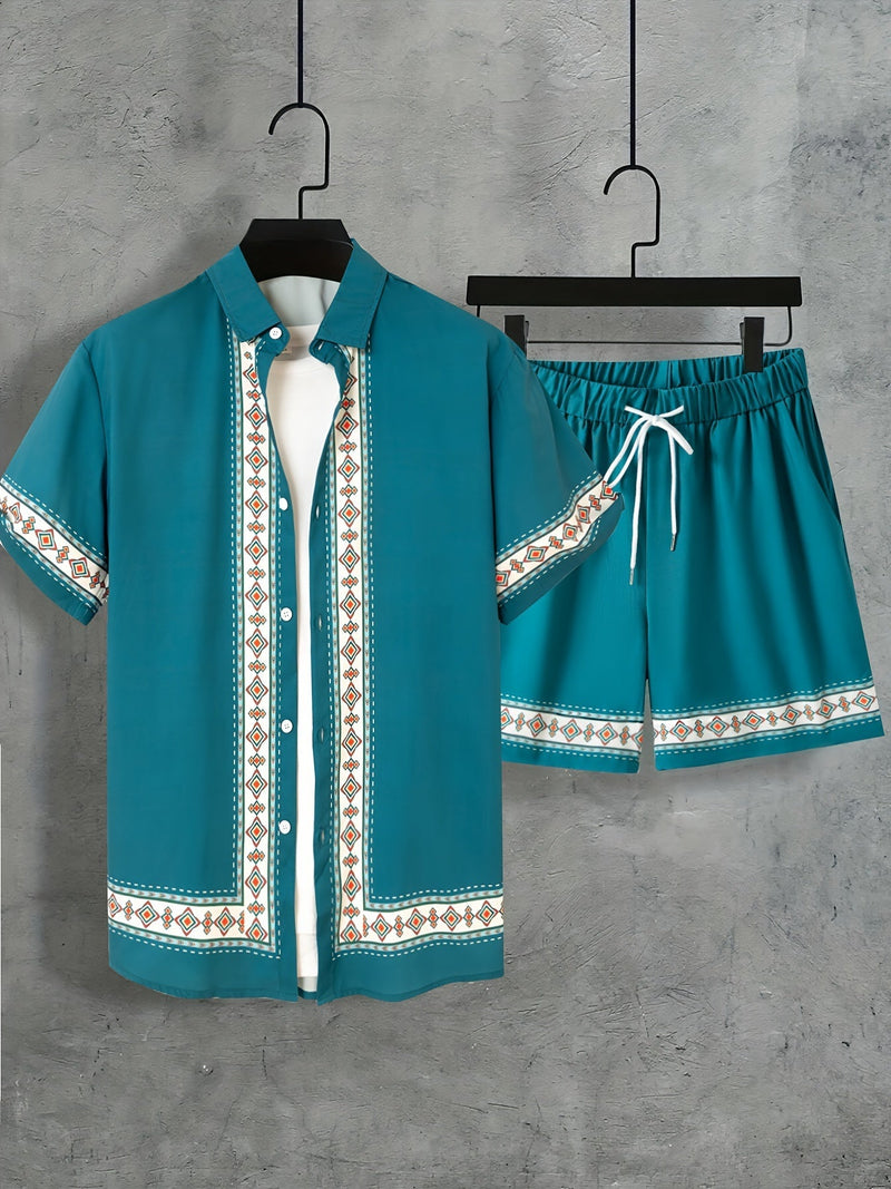 Boho Sommer Set Herren Zweiteilig Shirt und Shorts entspannt - Malik