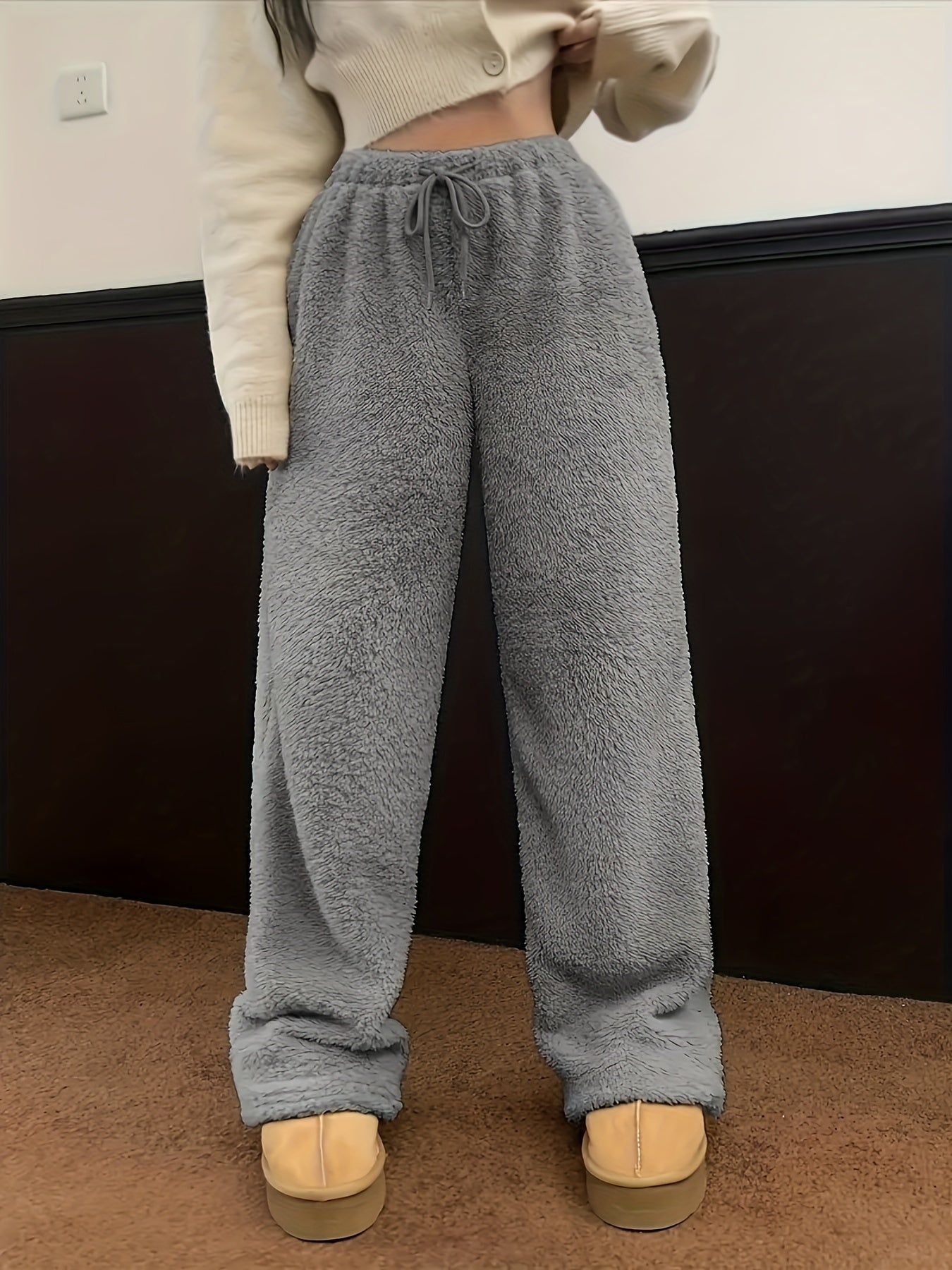 Weiche Teddy Sherpa Loungehose für Damen – Noémie