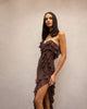 Chiffon-Maxikleid mit Rüschen und gekreuztem Ausschnitt – Elenna