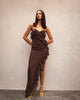 Chiffon-Maxikleid mit Rüschen und gekreuztem Ausschnitt – Elenna