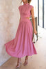 Elegantes Sommer-Midikleid mit Rollkragen und Taillenausschnitt – Avelina