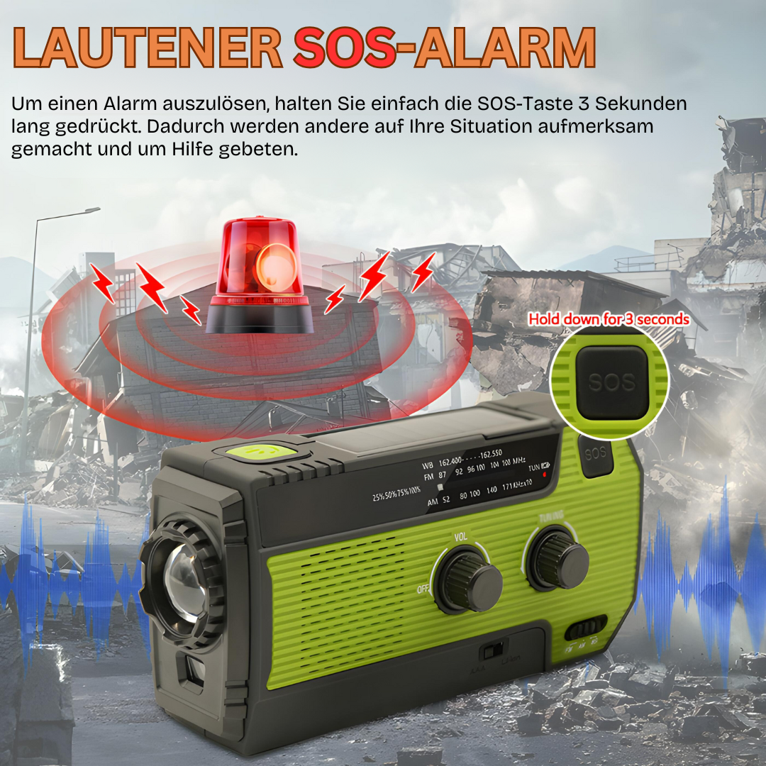 Tragbares Notfallradio mit Solarenergie - PowerWave