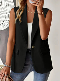 Trendy Sleeveless Blazer with Button Details - Yara