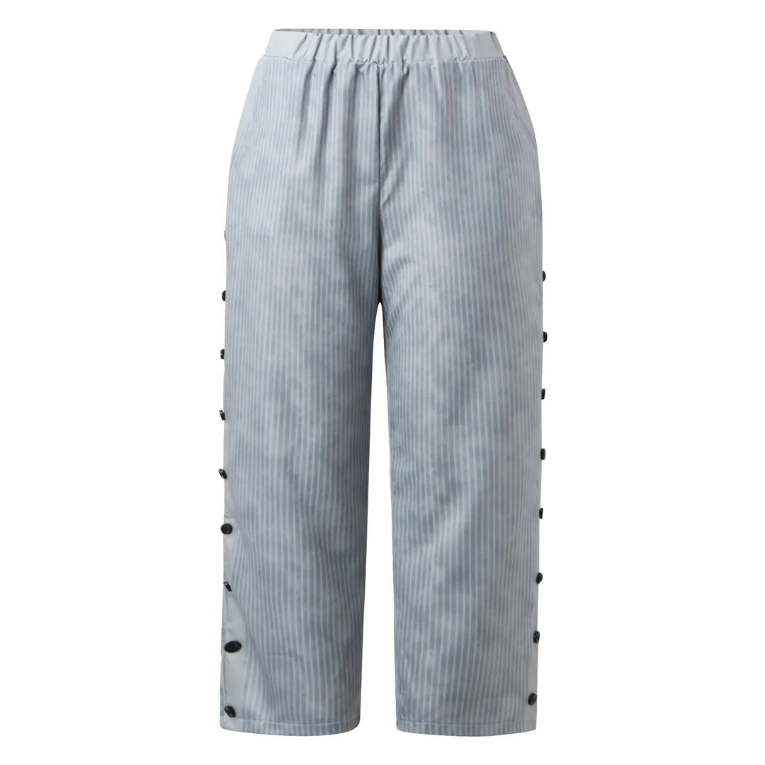 Gestreifte High-Waist Damen Hose mit Zierknöpfen – Florence