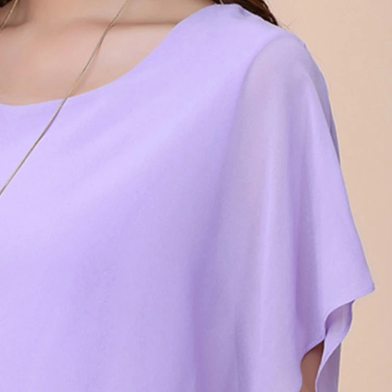 Damen Chiffon Bluse mit Rüschenärmeln – Ariana