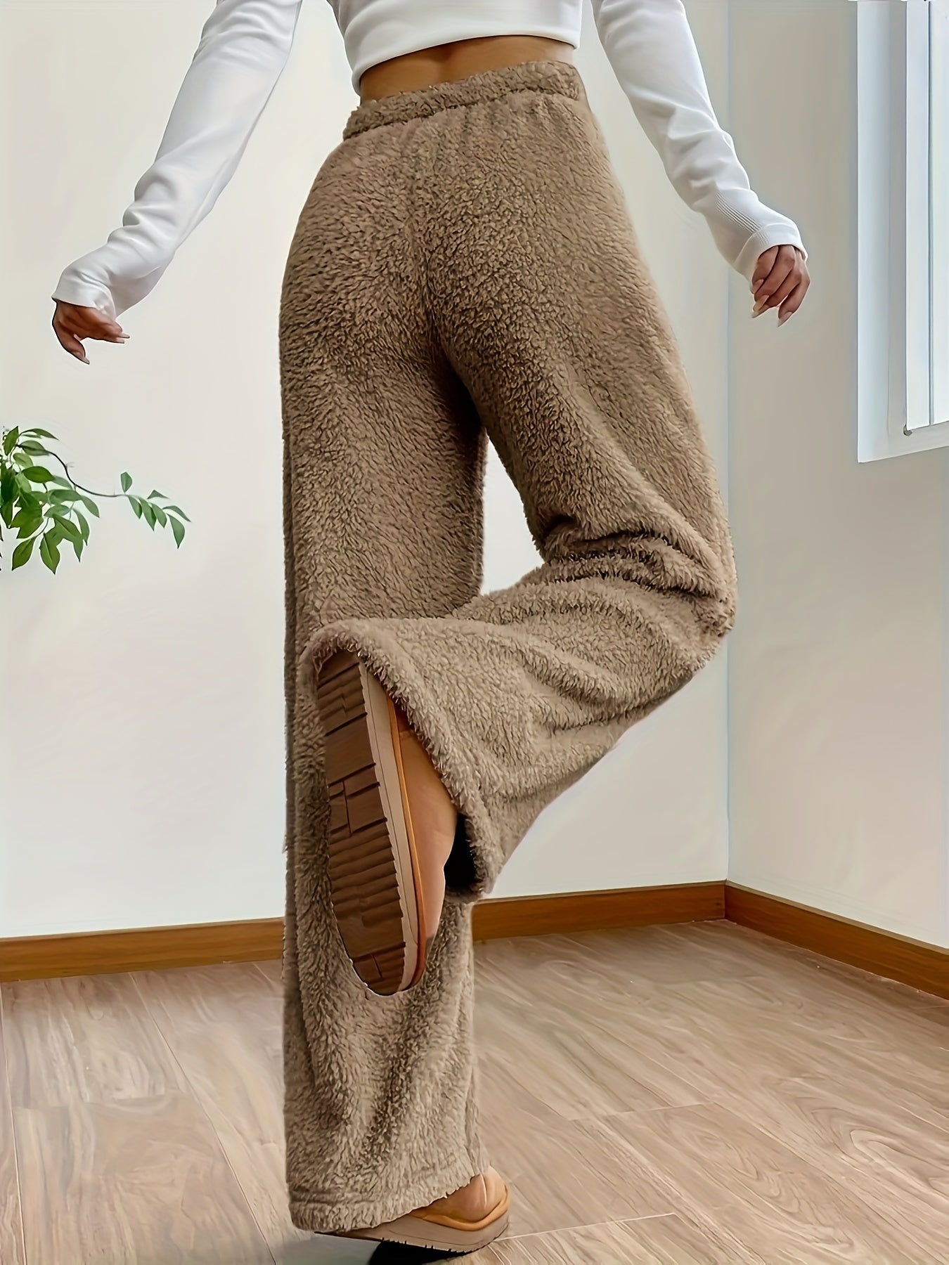 Weiche Teddy Sherpa Loungehose für Damen – Noémie