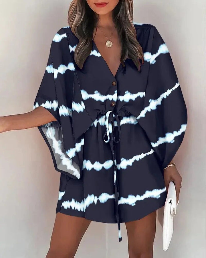 Sommerkleid mit V-Ausschnitt und Rüschenärmeln – Amira