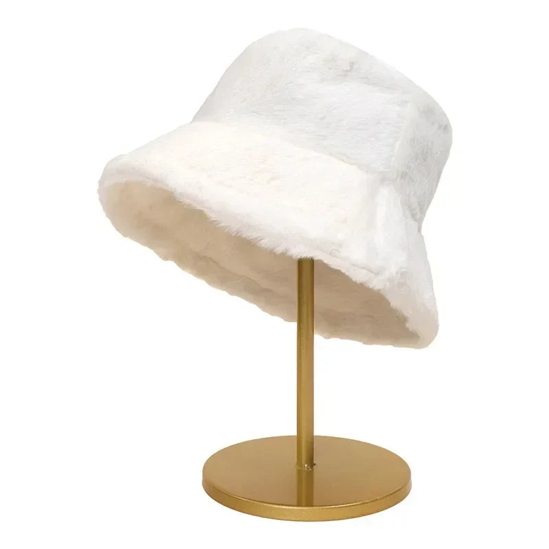 Warme Herfst Bucket Hat van Konijnenbont voor Dames - Lorna