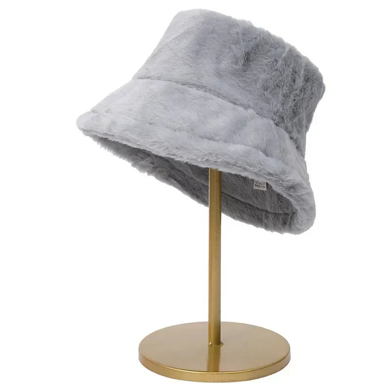 Warme Herfst Bucket Hat van Konijnenbont voor Dames - Lorna