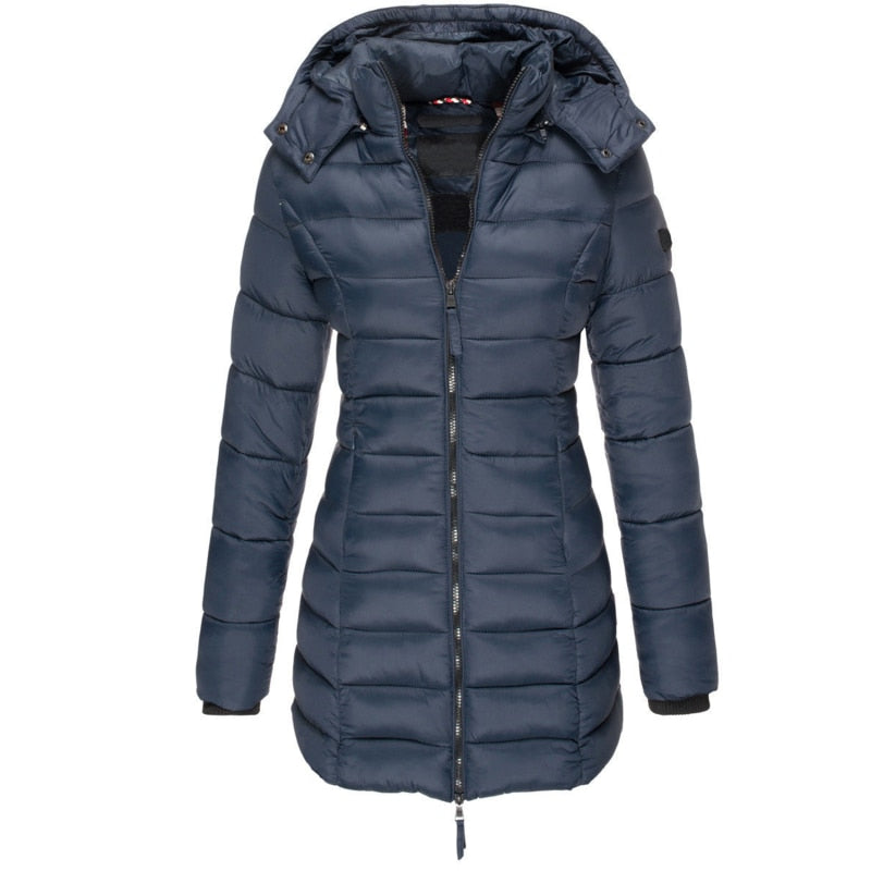 Warme Damen Daunenjacke mit Kapuze - Olivia