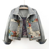 Trendige Blumen-Denim-Jacke für Damen – Amaline