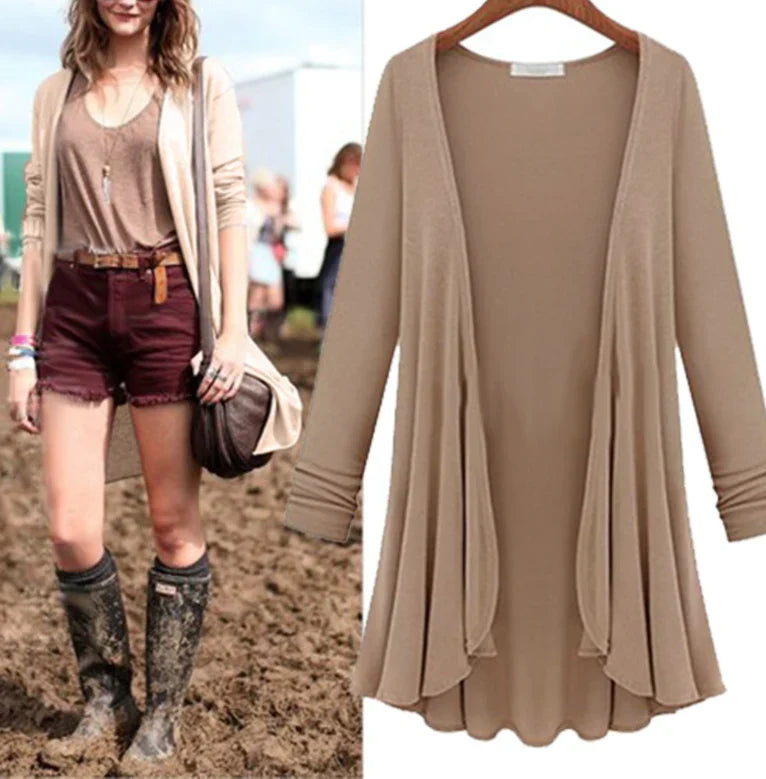 Damen Strick-Cardigan mit Rüschen – Chiara