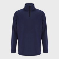 Dunkelblauer Herrenpullover mit Reißverschluss, langärmelig, aus Baumwolle, modisch und bequem.