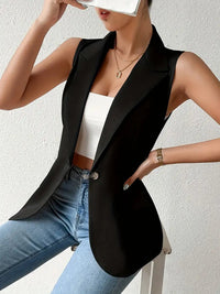 Trendy Sleeveless Blazer with Button Details - Yara