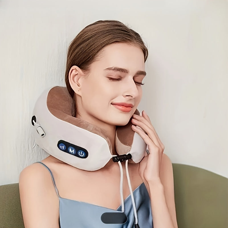 U-förmiges Nackenkissen mit Memory Foam & USB-aufladbarer Wärmefunktion – NeckEase Pro
