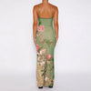 Florales Sommer-Maxikleid mit V-Ausschnitt und Spaghettiträgern - Alina