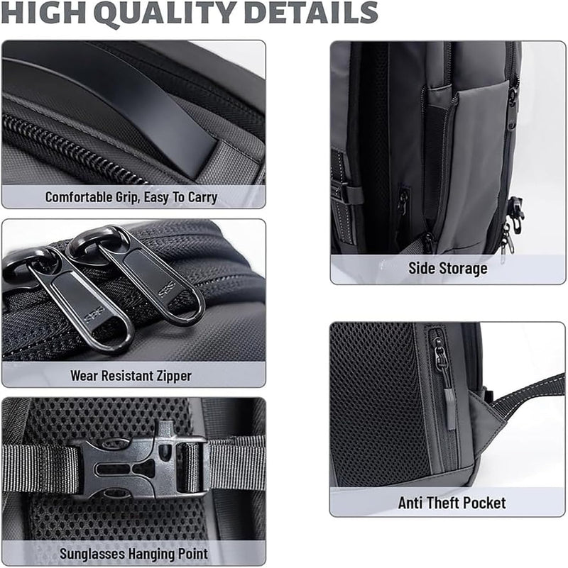 Ausziehbarer Kompressions-Reiserucksack mit Diebstahlschutzschloss und Nassfach