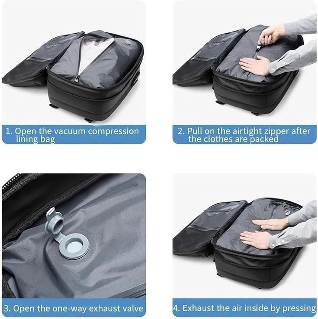 Ausziehbarer Kompressions-Reiserucksack mit Diebstahlschutzschloss und Nassfach