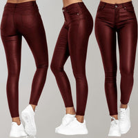 Damenhose rot, elegant, bequem, Skinny-Fit, elastisch, modisch, Freizeitkleidung, Jeans-Look.
