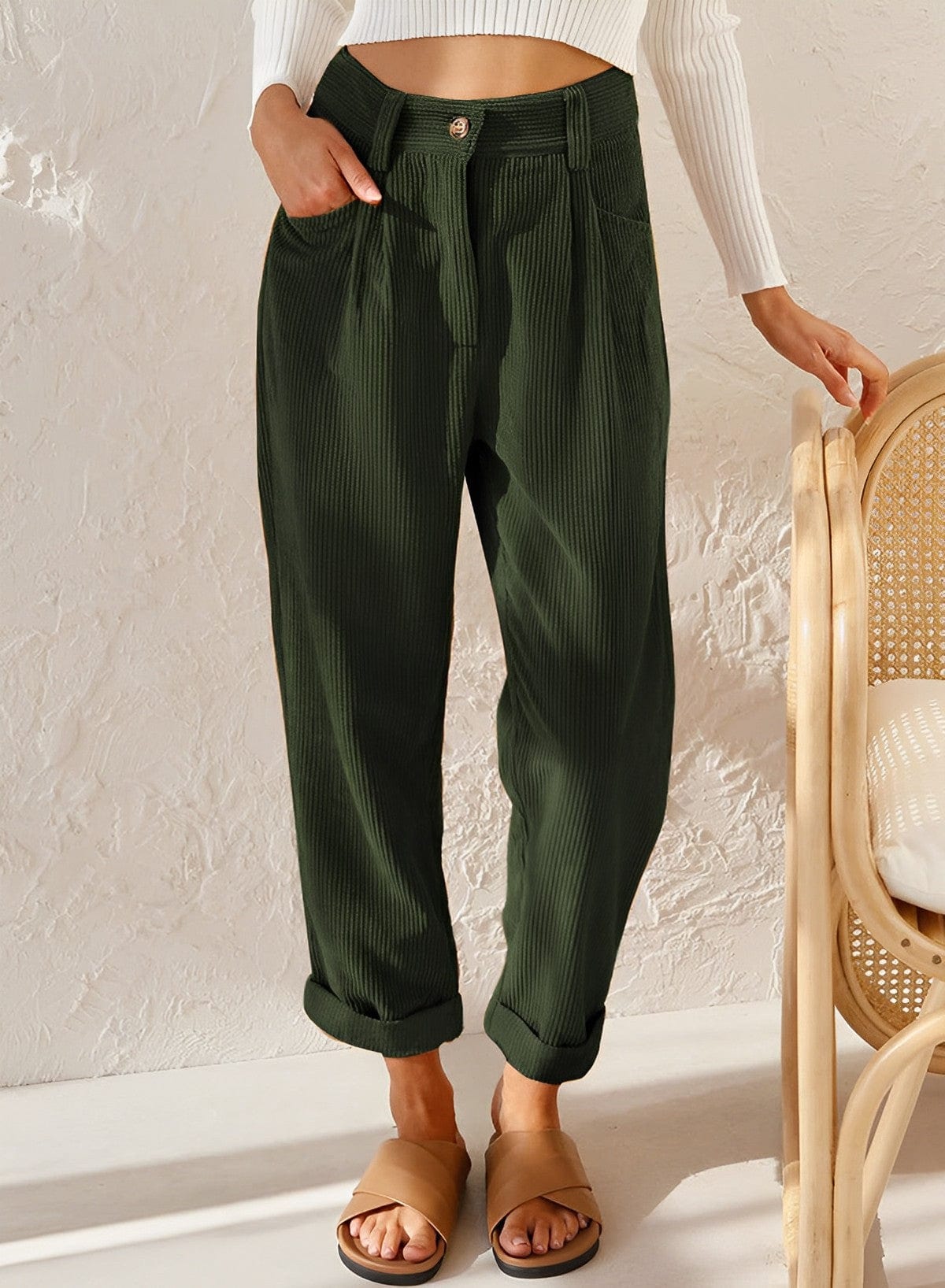 Elegante Damen Cordhose mit Hoher Taille – Naima Herbstedition