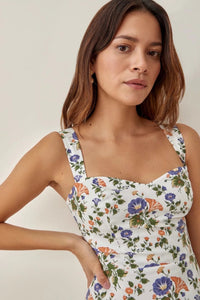 Printed Flowing Midi Dress with Straps – Norelle